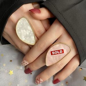 Plated Adjustable Irregular Bohemian Style Pearl Tone Ring